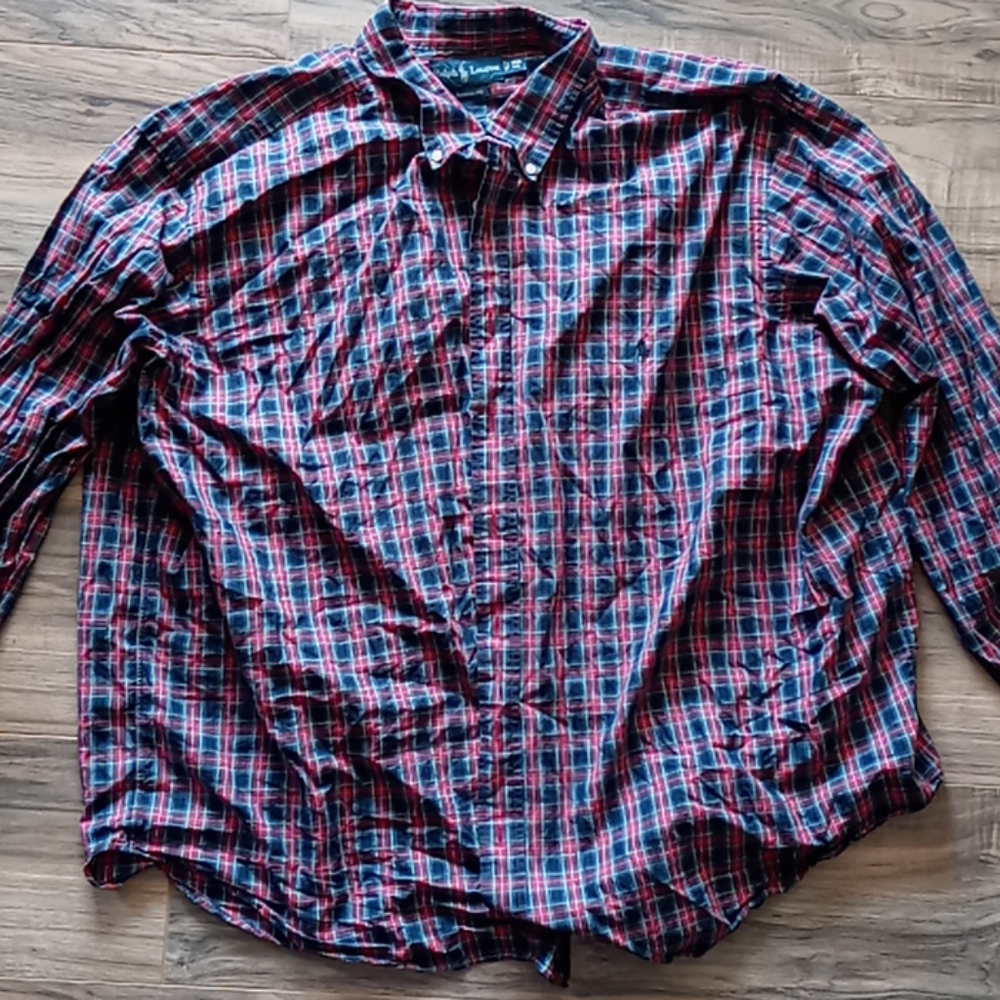 Blue and red plaid button front